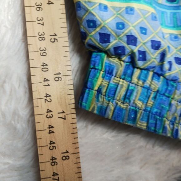 Fuda International Geo- Floral Silk Bomber/ Jacket. Women's 3X. Blue/ Green - Picture 13 of 14